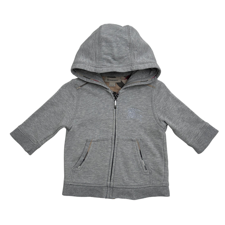 BURBERRY ZIP-UP HOODIE – GREY – 9 MONTHS