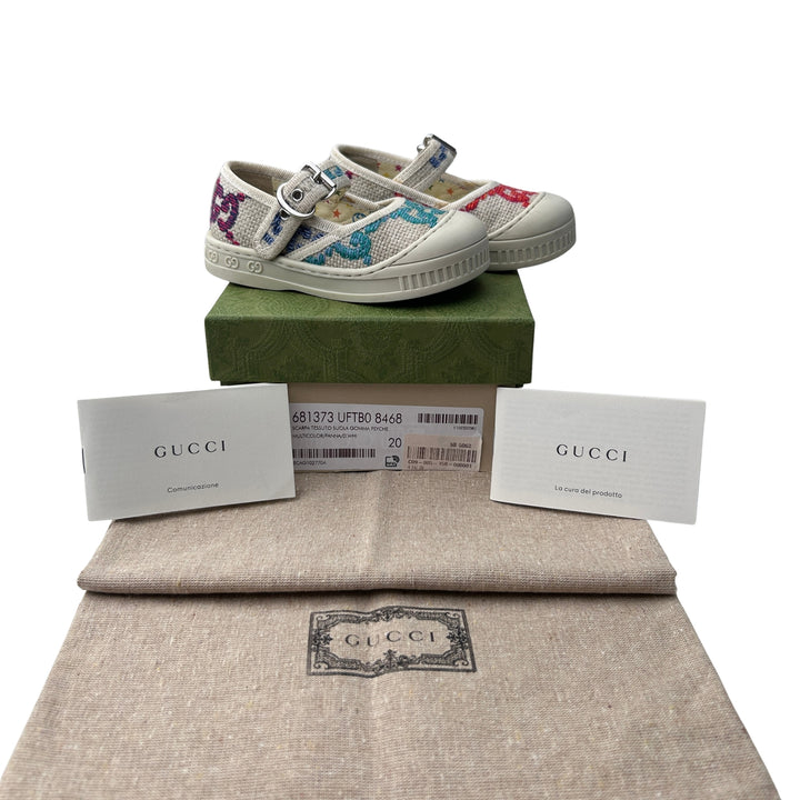 GUCCI GG CANVAS MARY JANE SHOES – BEIGE/MULTI – SIZE 20