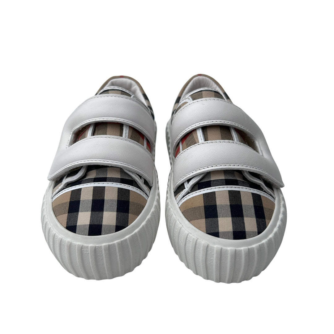 BURBERRY VINTAGE CHECK VELCRO TRAINERS – ARCHIVE BEIGE – SIZE 24