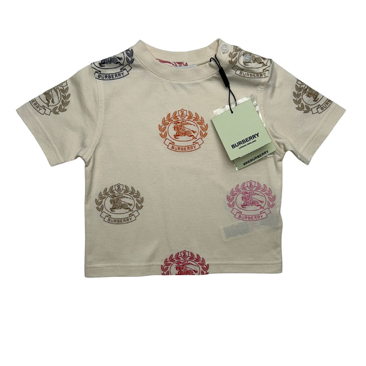BURBERRY CREST PRINT T-SHIRT – CREAM – 12 MONTHS