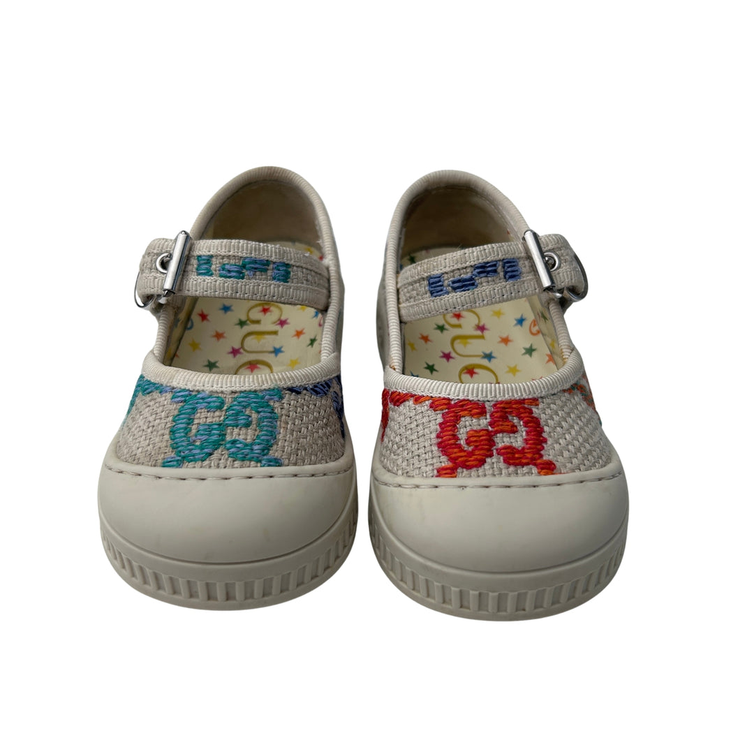 GUCCI GG CANVAS MARY JANE SHOES – BEIGE/MULTI – SIZE 20
