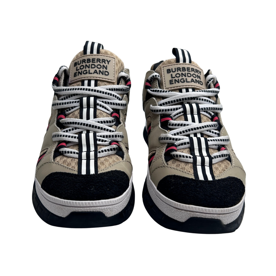 BURBERRY STRIPE PANEL TRAINERS – BEIGE – SIZE 33
