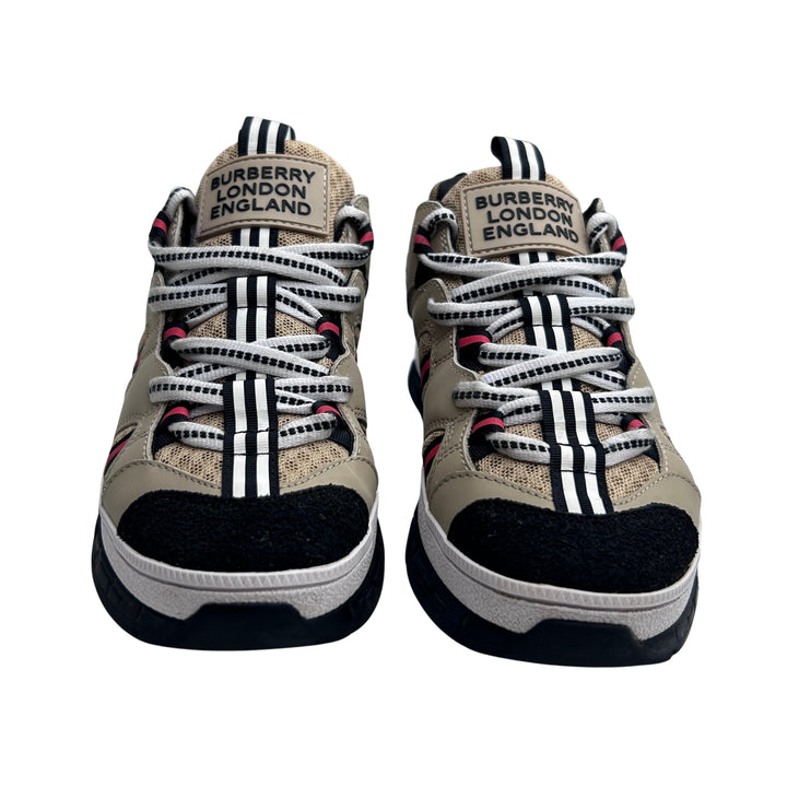 BURBERRY STRIPE PANEL TRAINERS – BEIGE – SIZE 33