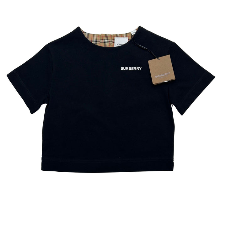 BURBERRY CHECK PANEL T-SHIRT – BLACK – 8 YEARS