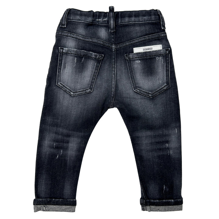 DSQUARED2 DISTRESSED DENIM JEANS – BLACK/GREY – 12 MONTHS