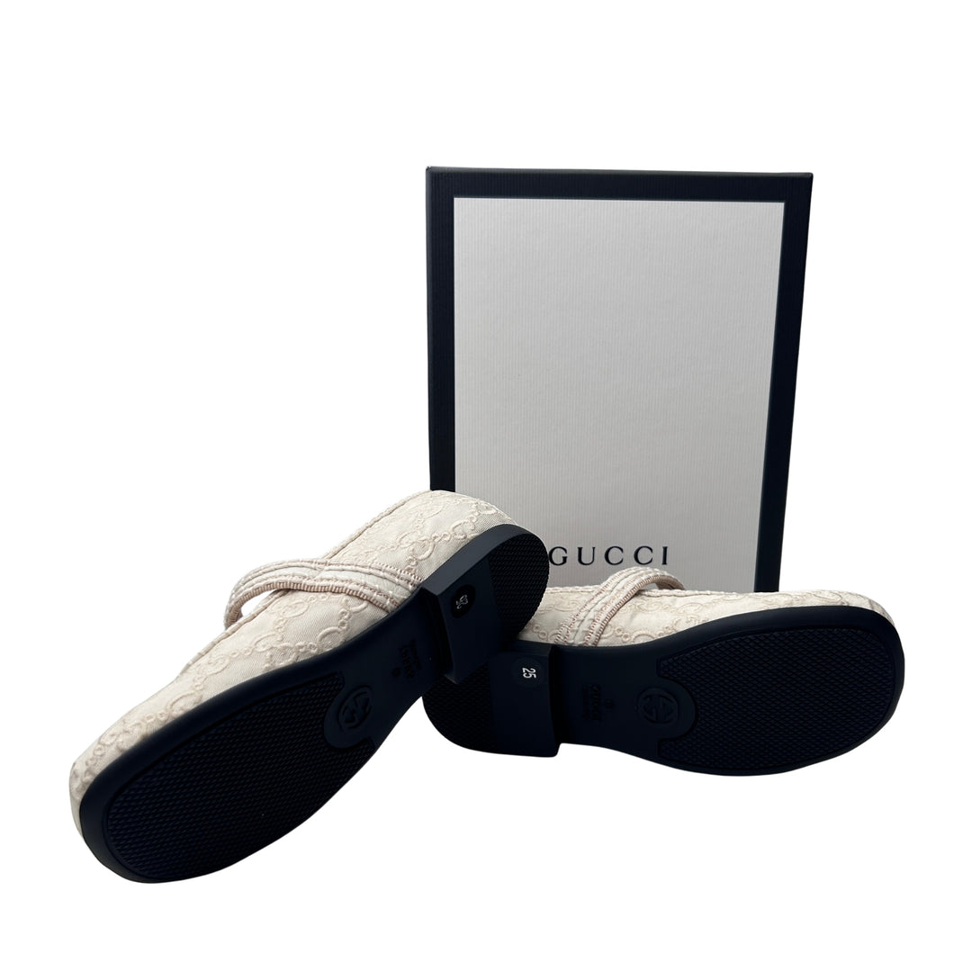 GUCCI GG MONOGRAM MARY JANE SHOES – CREAM – SIZE 25