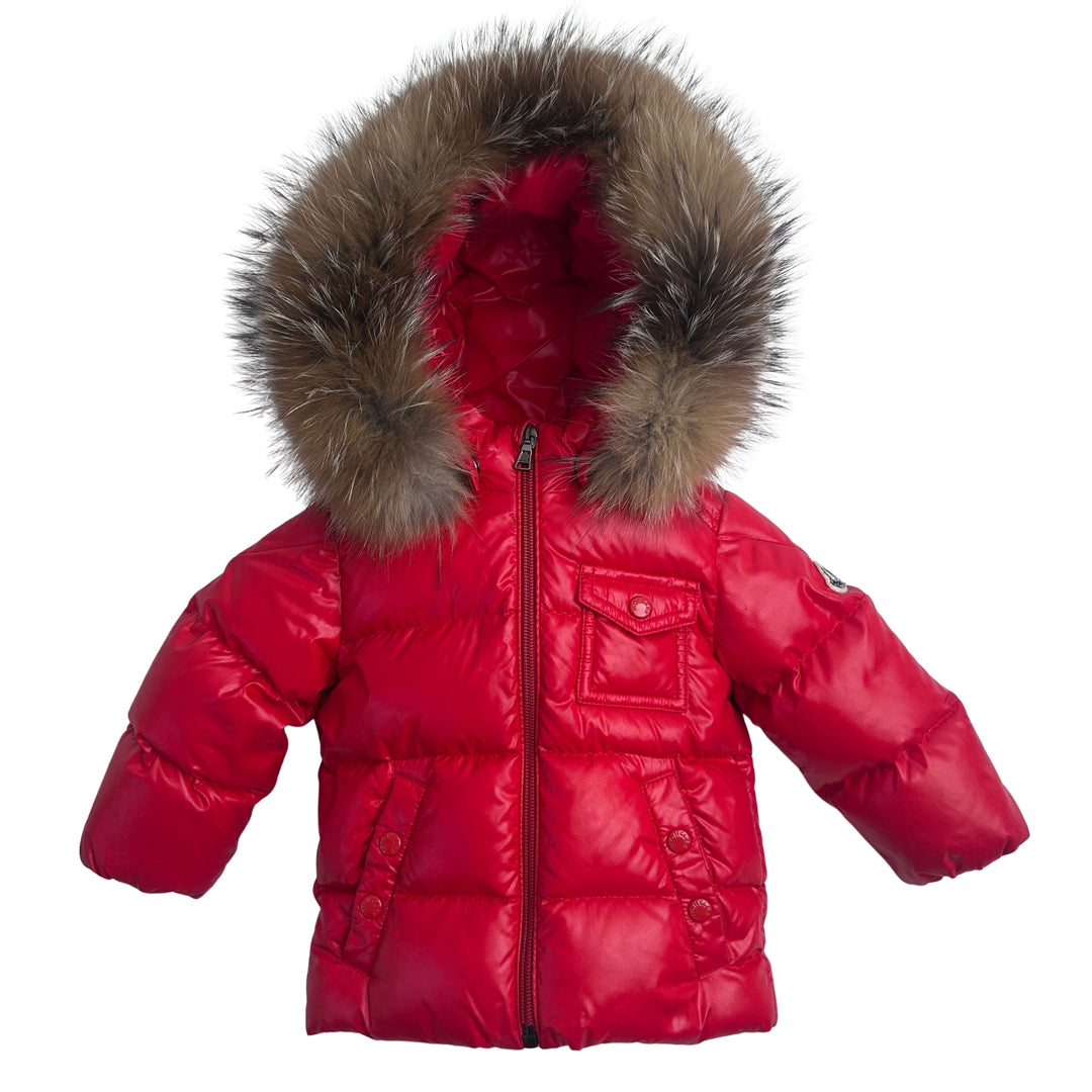 MONCLER K2 DOWN JACKET WITH FUR TRIM – RED – 9-12 MONTHS