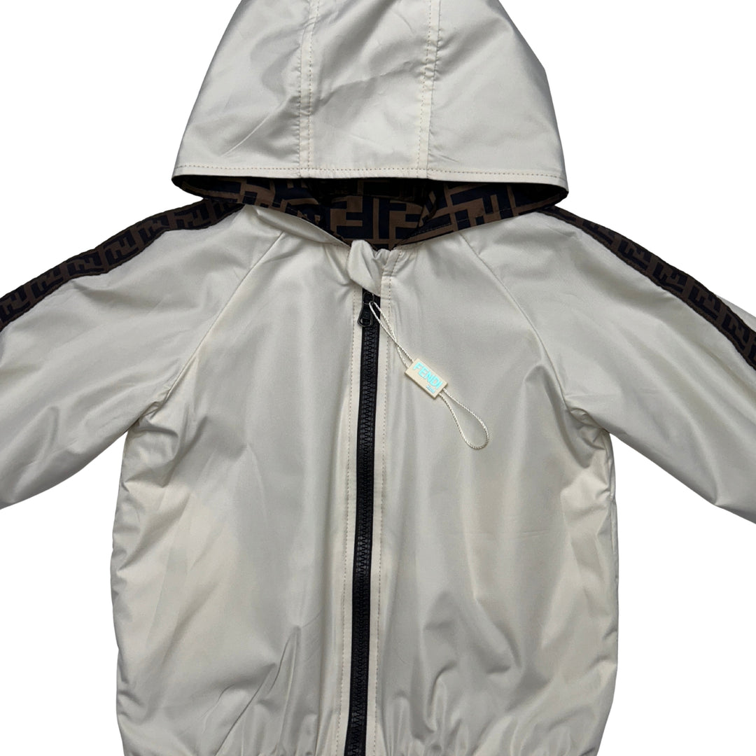 FENDI Reversible FF Logo Jacket Hooded – Brown/Cream – 24 Months