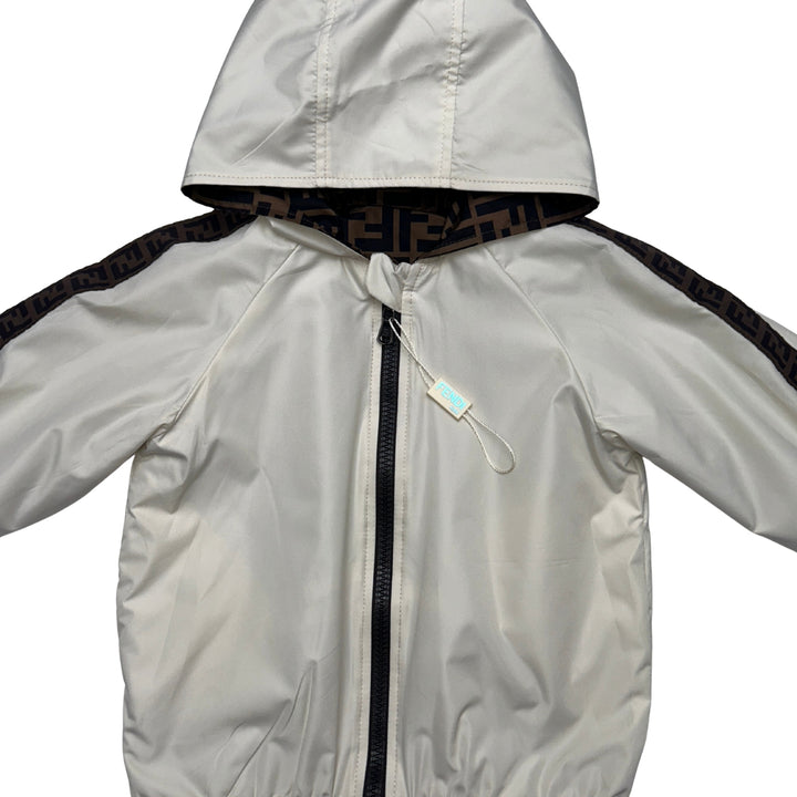 FENDI Reversible FF Logo Jacket Hooded – Brown/Cream – 24 Months
