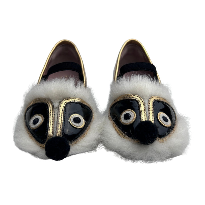 GUCCI FUR MOUSE BALLET FLATS – BLACK – SIZE 20