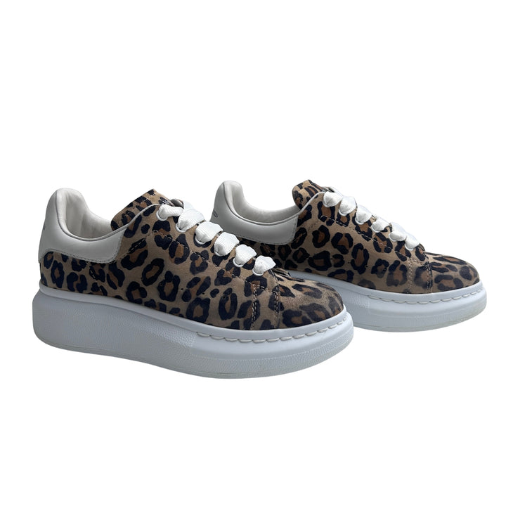 ALEXANDER MCQUEEN SUEDE OVERSIZED TRAINERS – LEOPARD PRINT – SIZE 31