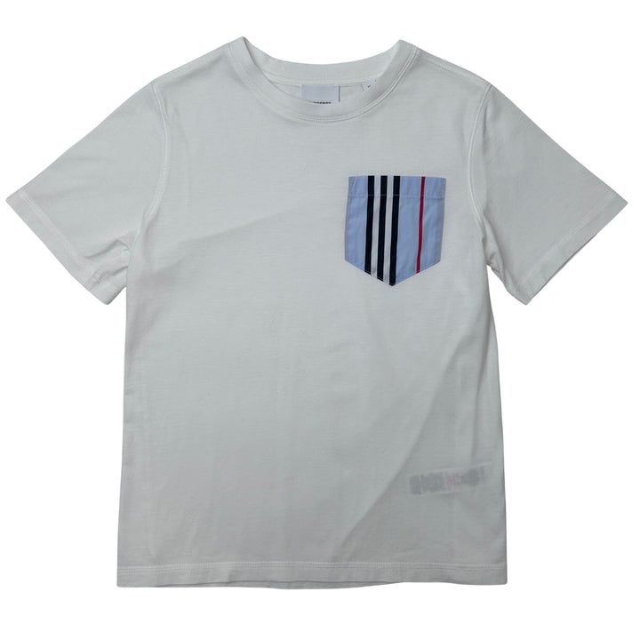 BURBERRY STRIPE POCKET T-SHIRT – WHITE – 12 YEARS