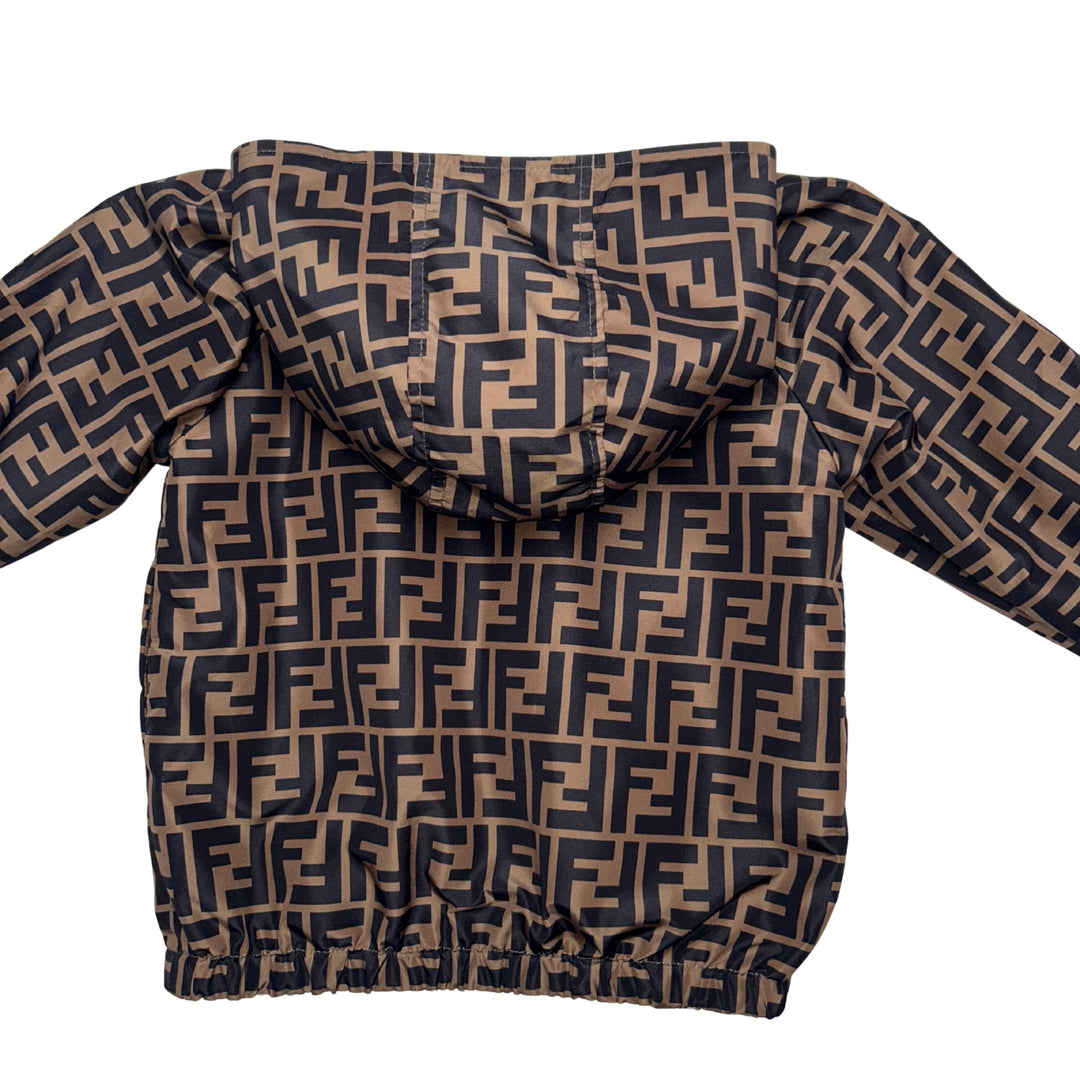FENDI Reversible FF Logo Jacket Hooded – Brown/Cream – 24 Months