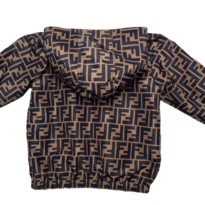 FENDI Reversible FF Logo Jacket Hooded – Brown/Cream – 24 Months
