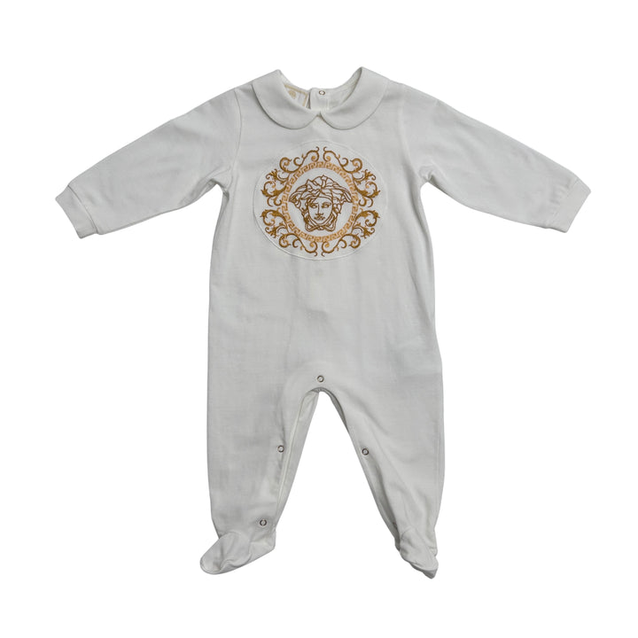 VERSACE MEDUSA EMBLEM BABYGROW – WHITE – AGE 6–9 MONTHS