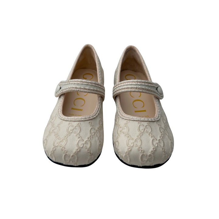 GUCCI GG MONOGRAM MARY JANE SHOES – CREAM – SIZE 25