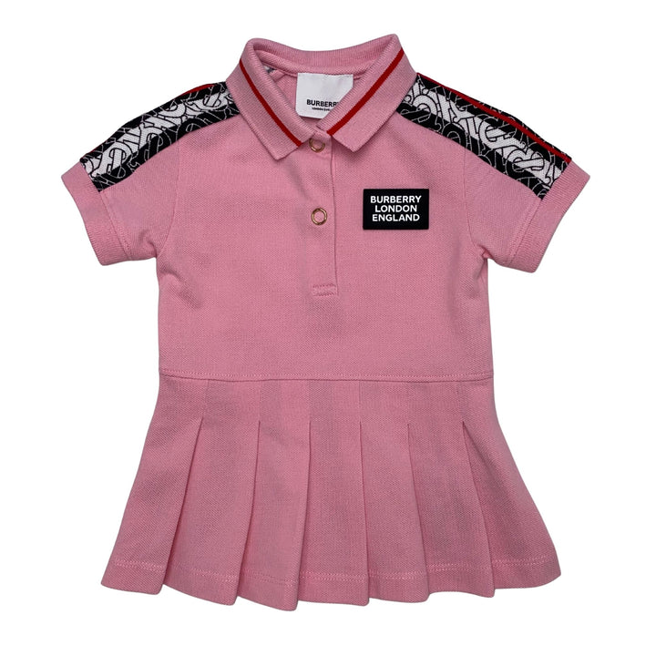 BURBERRY LOGO PATCH POLO DRESS – PINK – 6 MONTHS
