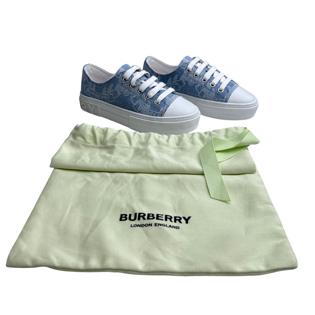 BURBERRY LOGO DENIM TRAINERS – BLUE – SIZE 32