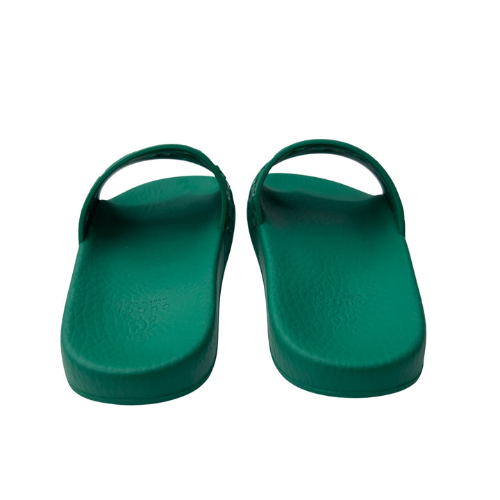GUCCI GG RUBBER SLIDES – GREEN – SIZE 31