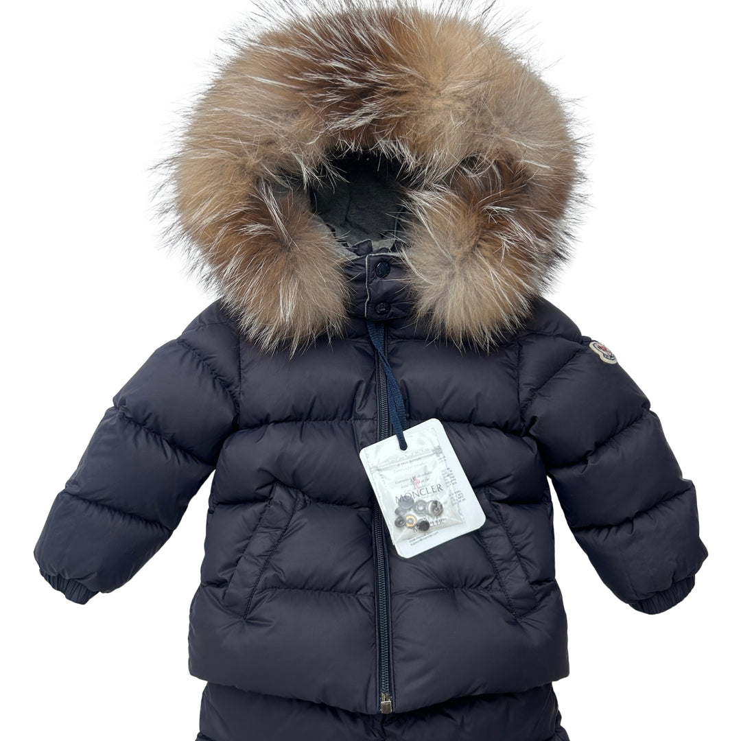 MONCLER MAUGER DOWN JACKET &amp; TROUSERS SET – NAVY – 18–24 MONTHS