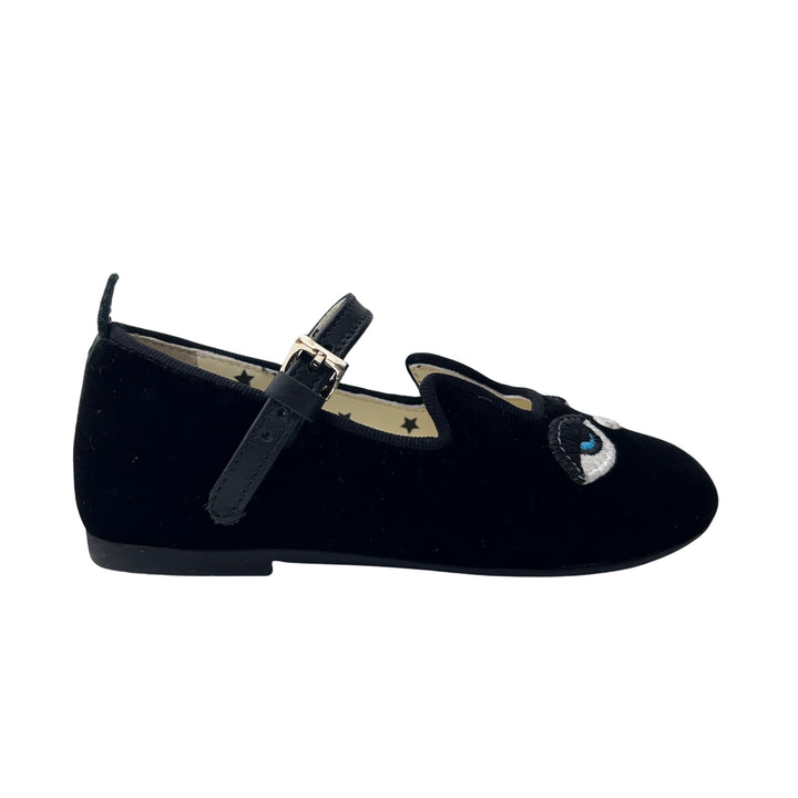GUCCI EYE EMBROIDERED MARY JANE SHOES – BLACK – SIZE 21