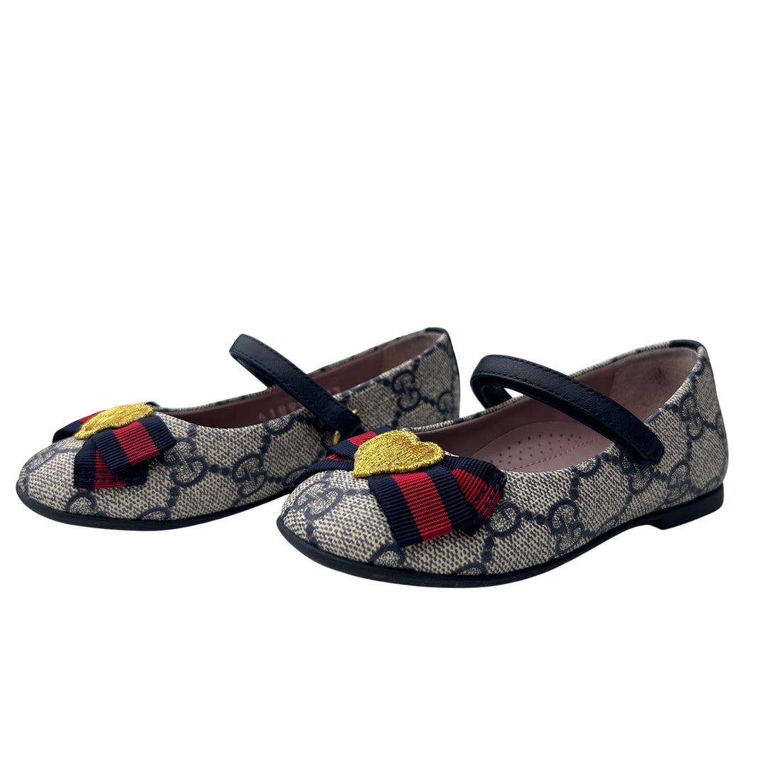 GUCCI GG MARY JANE FLATS – BEIGE/NAVY – SIZE 23