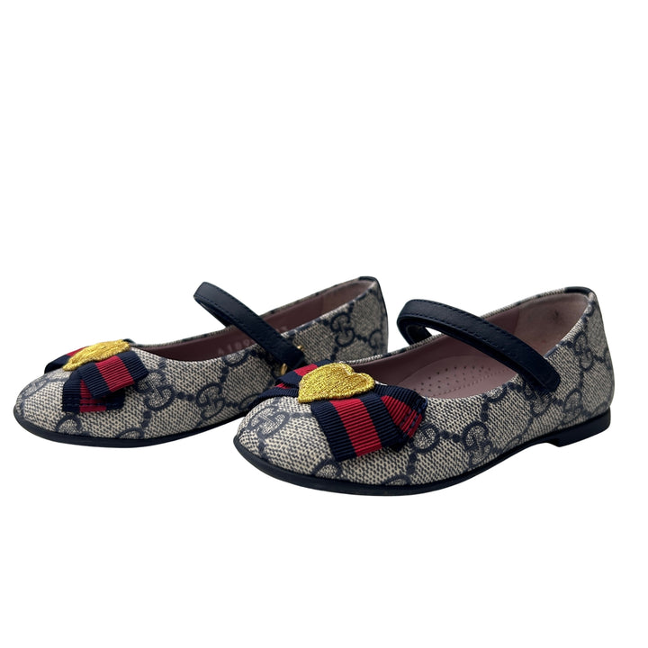 GUCCI GG MARY JANE FLATS – BEIGE/NAVY – SIZE 23