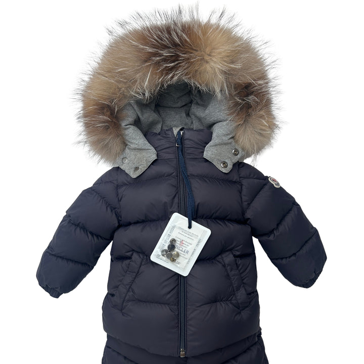 MONCLER MAUGER DOWN JACKET &amp; TROUSERS SET – NAVY – 18–24 MONTHS