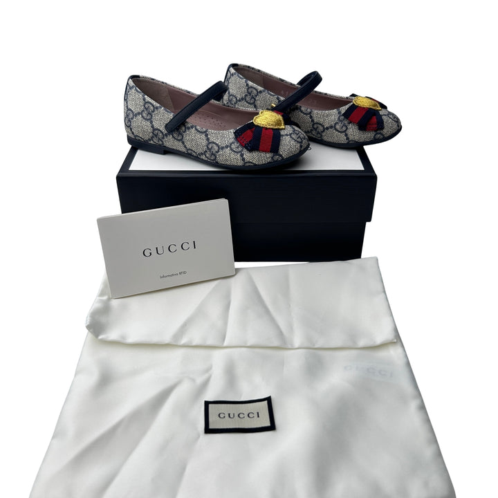 GUCCI GG MARY JANE FLATS – BEIGE/NAVY – SIZE 23