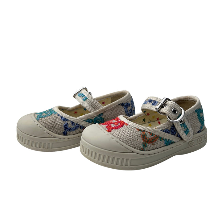 GUCCI GG CANVAS MARY JANE SHOES – BEIGE/MULTI – SIZE 20