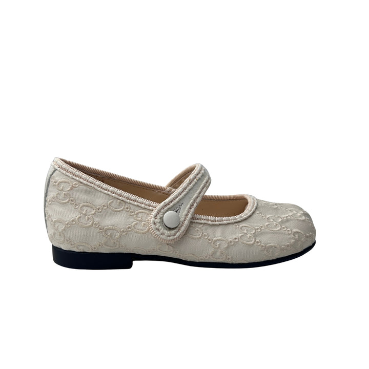 GUCCI GG MONOGRAM MARY JANE SHOES – CREAM – SIZE 25