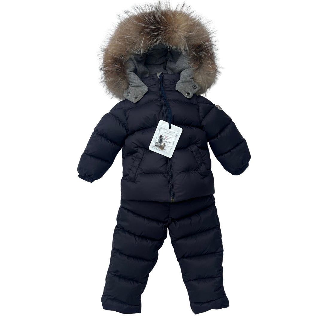 MONCLER MAUGER DOWN JACKET &amp; TROUSERS SET – NAVY – 18–24 MONTHS