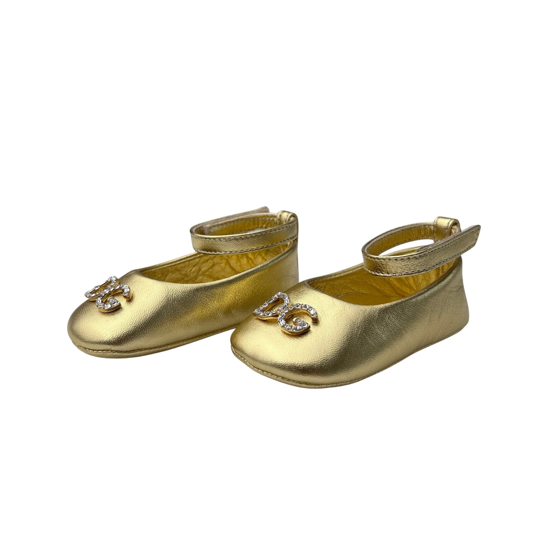 DOLCE &amp; GABBANA LOGO BABY SHOES – GOLD – SIZE 16