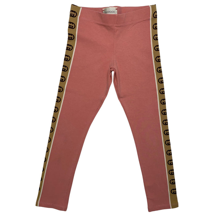 GUCCI GG LOGO SIDE STRIPE LEGGINGS – PINK – 6 YEARS