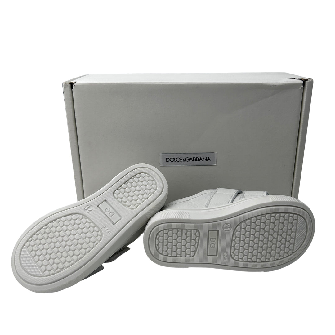 DOLCE &amp; GABBANA DG LOGO STRAP TRAINERS – WHITE – SIZE 21