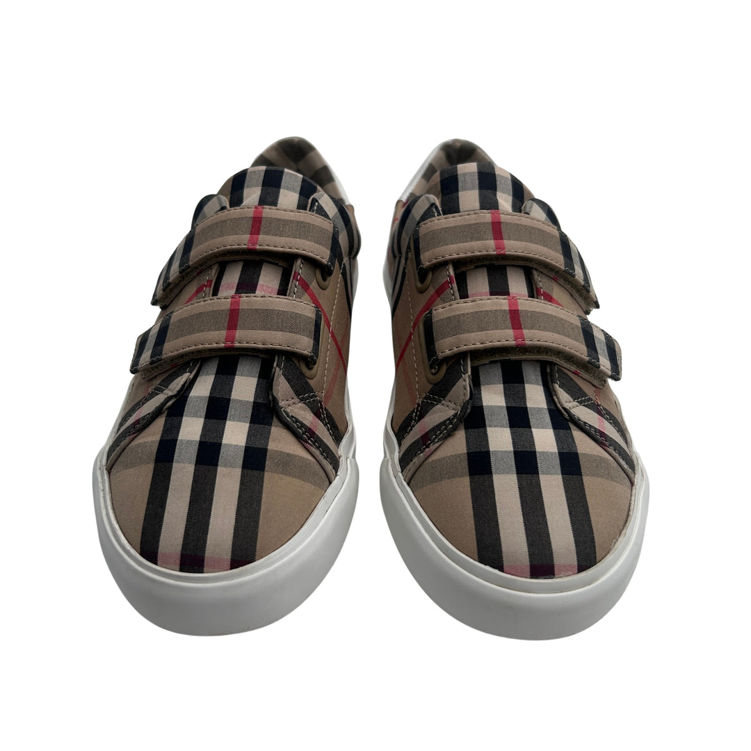 BURBERRY VINTAGE CHECK VELCRO TRAINERS – ARCHIVE BEIGE – SIZE 34
