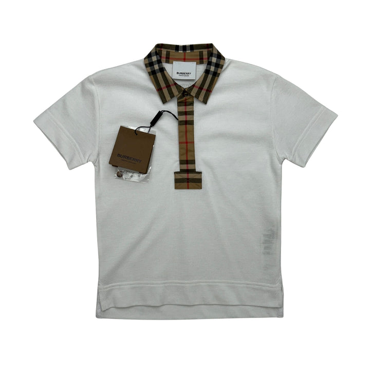 BURBERRY CHECK COLLAR POLO SHIRT – WHITE – 3 YEARS
