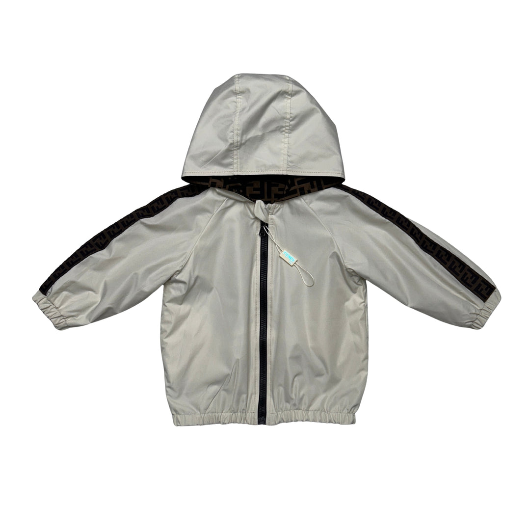 FENDI Reversible FF Logo Jacket Hooded – Brown/Cream – 24 Months