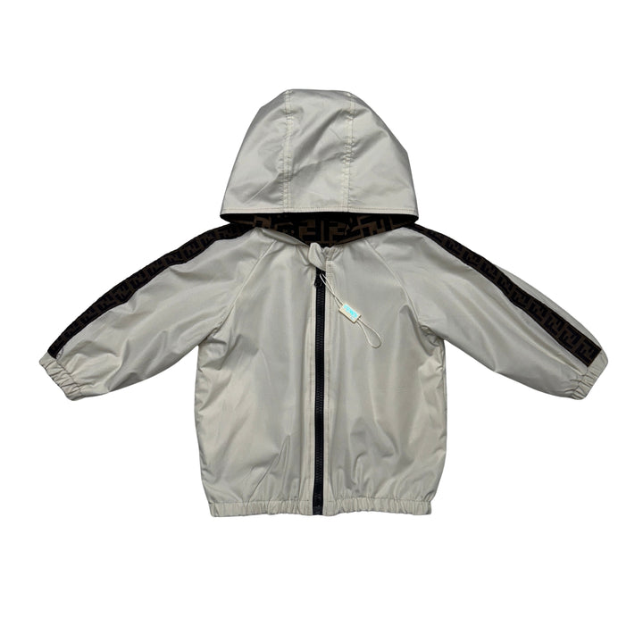 FENDI Reversible FF Logo Jacket Hooded – Brown/Cream – 24 Months