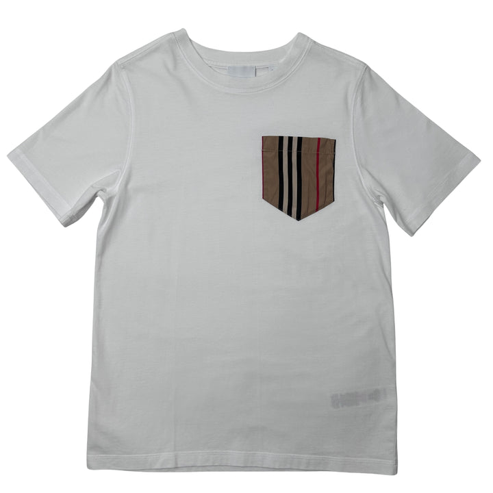BURBERRY STRIPE POCKET T-SHIRT – WHITE – 14 YEARS