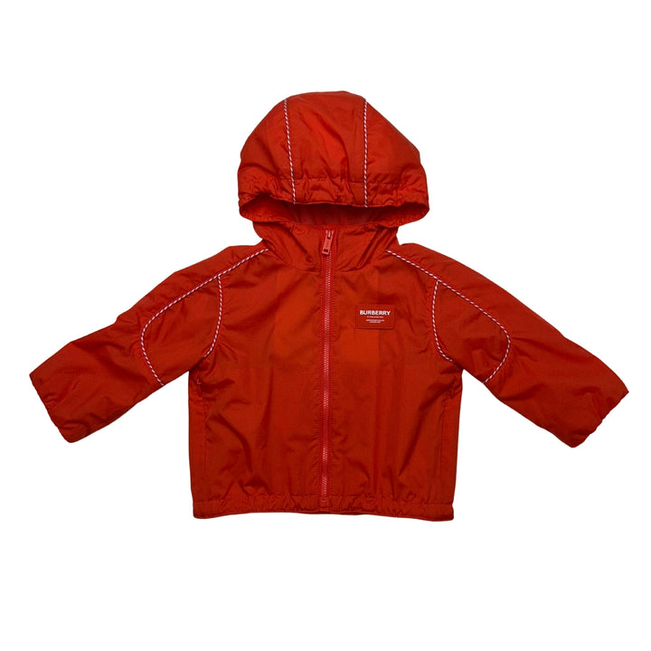 BURBERRY HOODED WINDBREAKER JACKET – ORANGE – 12 MONTHS