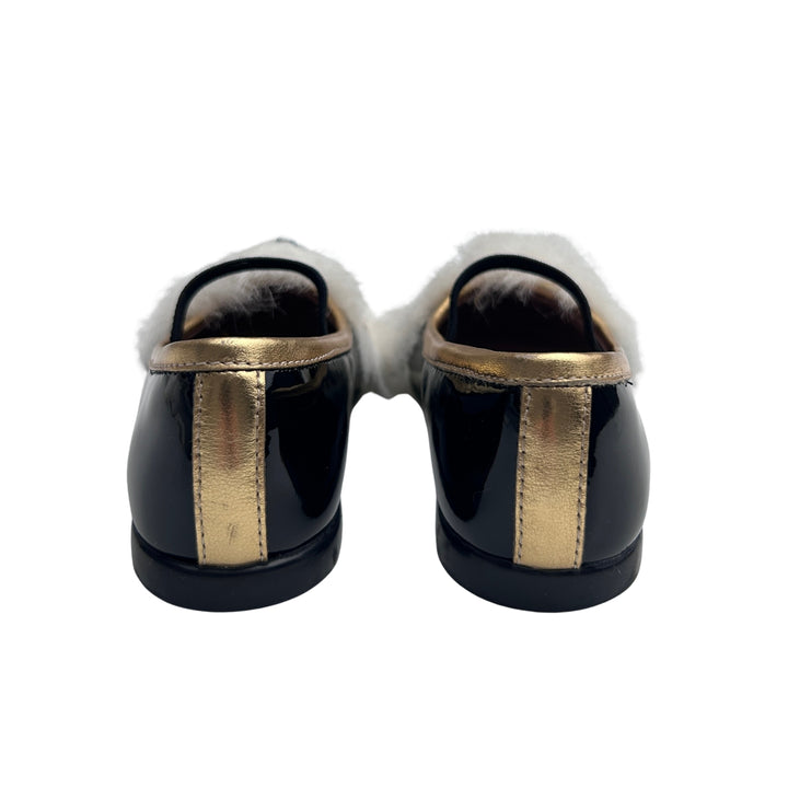 GUCCI FUR MOUSE BALLET FLATS – BLACK – SIZE 20