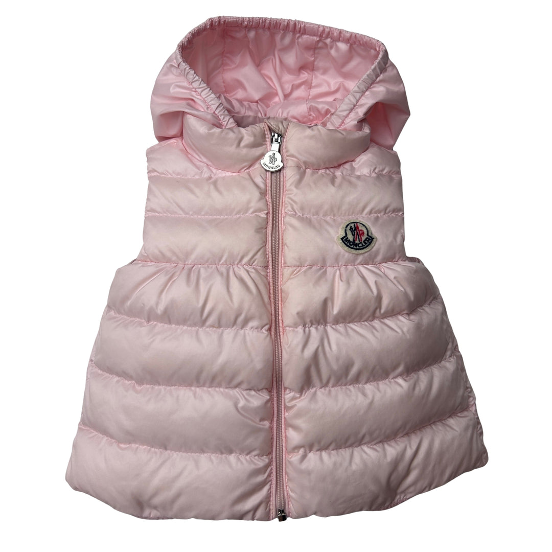 MONCLER NEW SUZETTE HOODED DOWN GILET – PINK – AGE 12–18 MONTHS