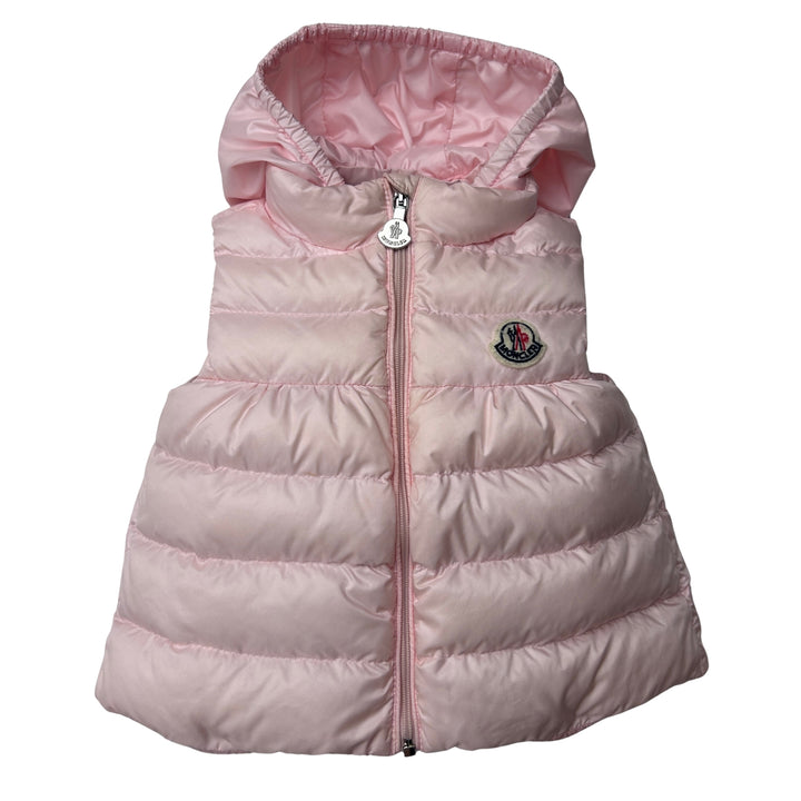 MONCLER NEW SUZETTE HOODED DOWN GILET – PINK – AGE 12–18 MONTHS