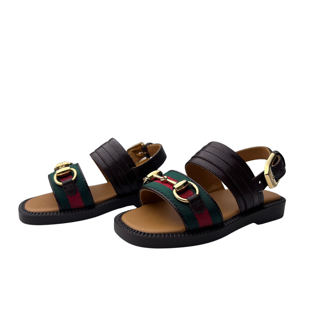 GUCCI HORSEBIT WEB SANDALS – BROWN – SIZE 20