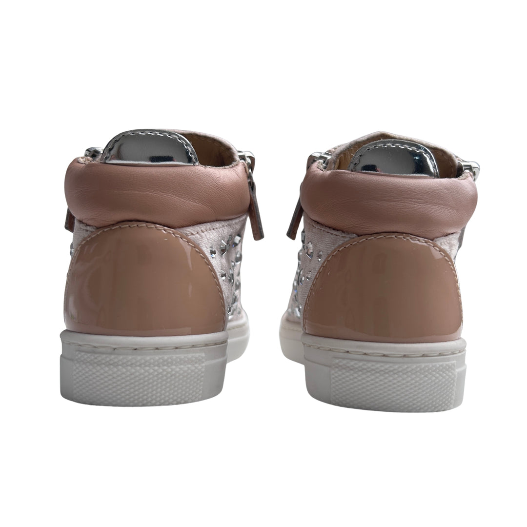 GIUSEPPE ZANOTTI EMBELLISHED HIGH-TOP TRAINERS – BLUSH PINK – SIZE 26