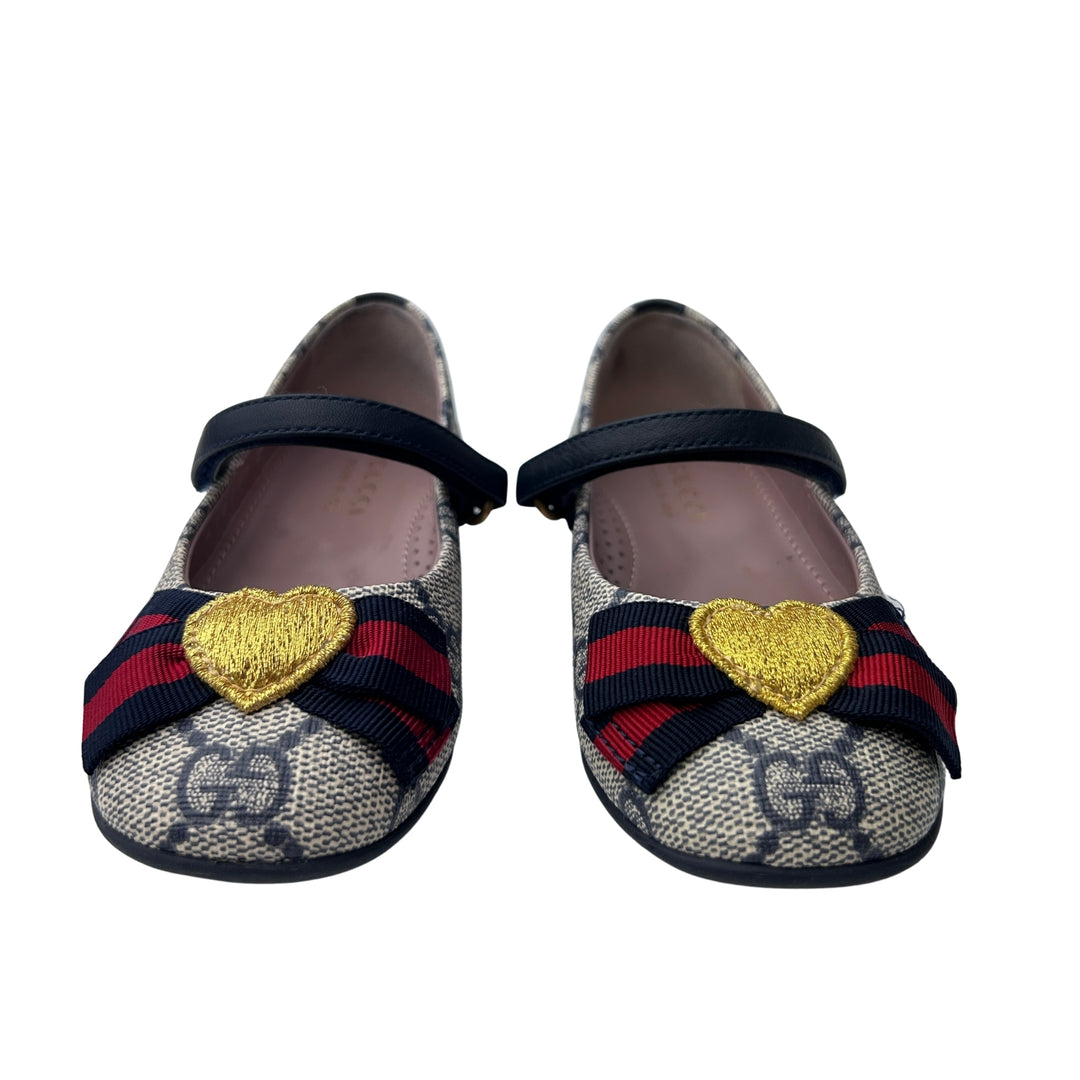 GUCCI GG MARY JANE FLATS – BEIGE/NAVY – SIZE 23