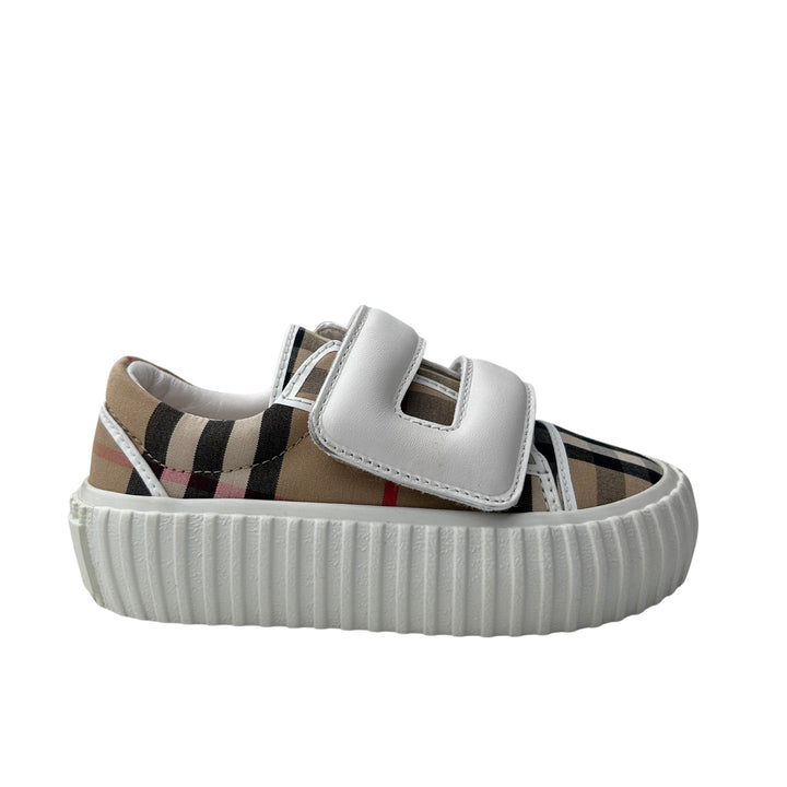 BURBERRY VINTAGE CHECK VELCRO TRAINERS – ARCHIVE BEIGE – SIZE 24