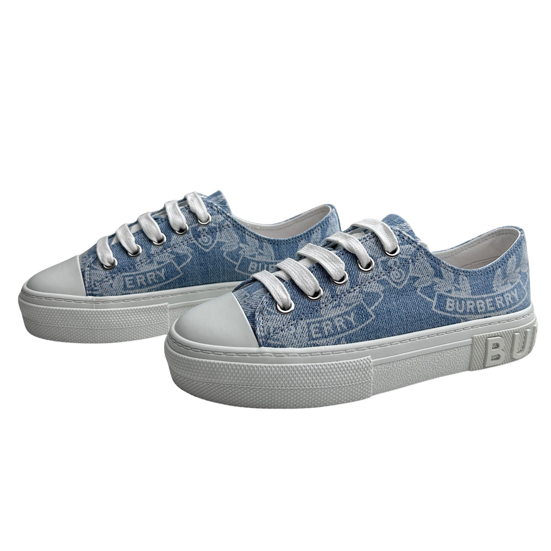 BURBERRY LOGO DENIM TRAINERS – BLUE – SIZE 32