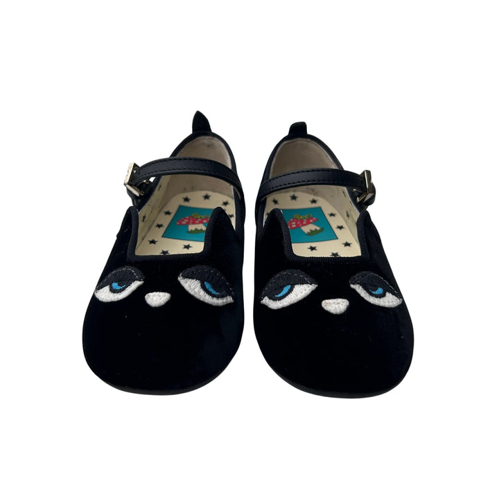 GUCCI EYE EMBROIDERED MARY JANE SHOES – BLACK – SIZE 21